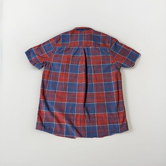 Toad & Co Men’s Medium Plaid Short Sleeve Button Up Casual Shirt BlueRed RN40733 - Picture 2 of 8